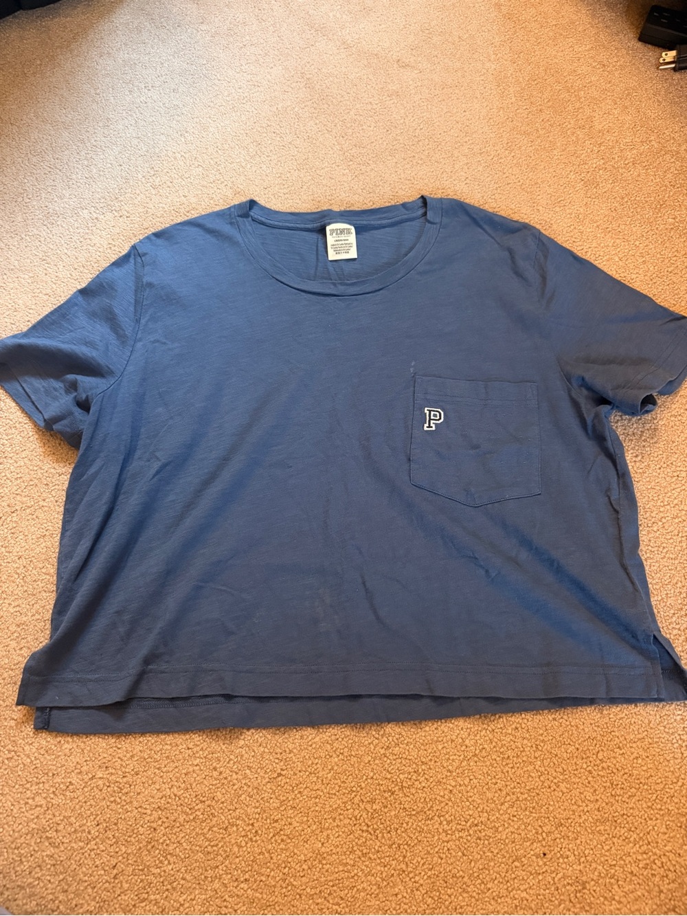PINK Victoria's Secret Blue Pocket Crop Tee